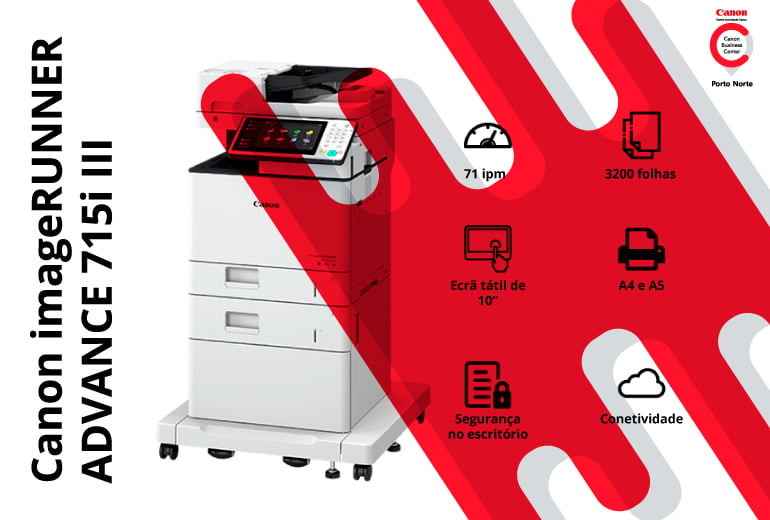 Impressora de Escritório – Canon imageRUNNER ADVANCE 715iZ III com finalizador - CBC Porto Norte